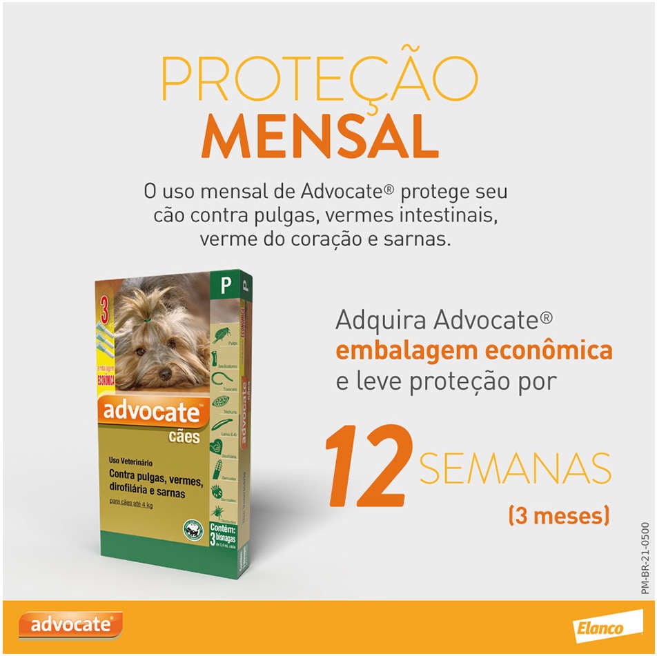 Antipulgas e Vermicida Advocate 40 mg para Cães até 4Kg - 1 Pipeta