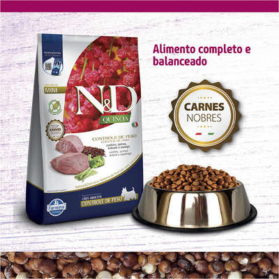 Ração Seca Farmina N&D Quinoa Controle de Peso para Cães Adultos Porte Mini