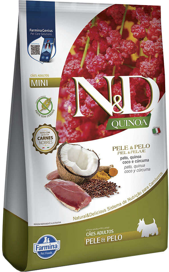 Ração Seca Farmina N&D Quinoa Pele e Pelo para Cães Adultos Porte Mini - 2,5Kg