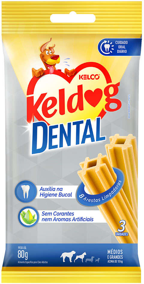 Petisco Keldog Dental para Cães Porte Médio e Grande - 80g