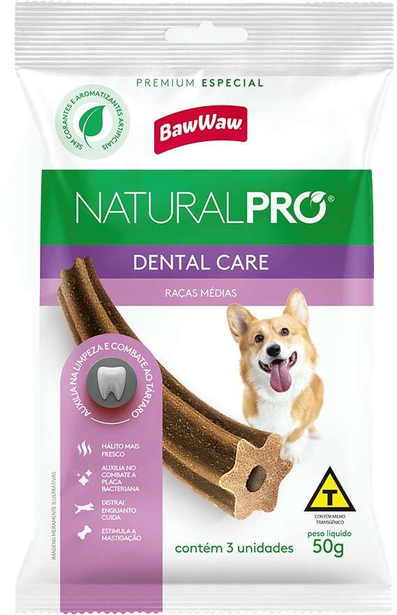 Snack Baw Waw Natural Pro para Cães Porte Médio Dental Care - 50 g