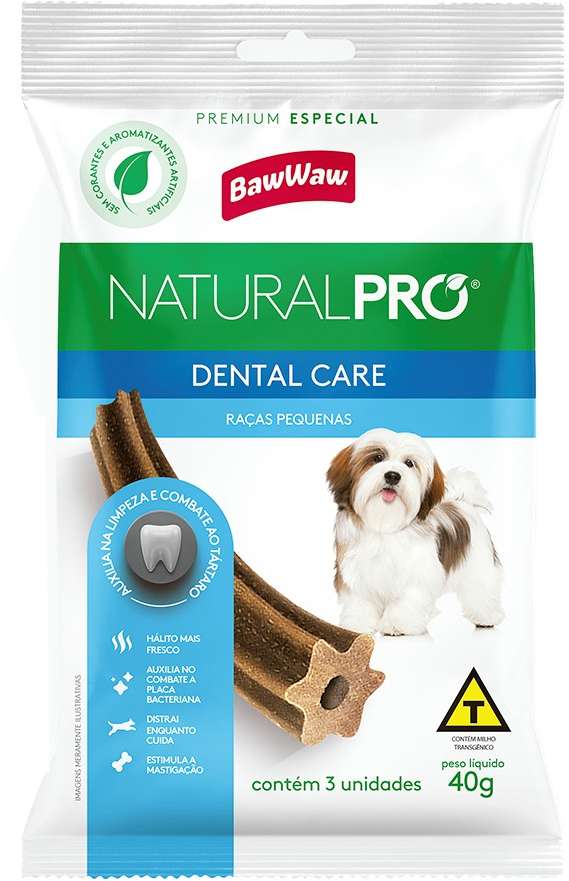 Snack Baw Waw Natural Pro para Cães Porte Pequeno Dental Care - 40 g