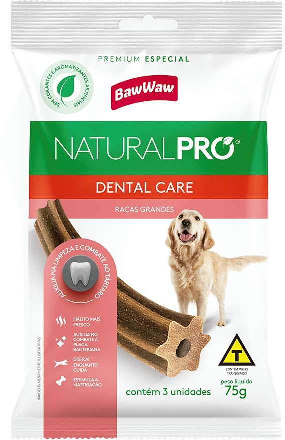 Snack Baw Waw Natural Pro para Cães Porte Grande Dental Care - 75 g