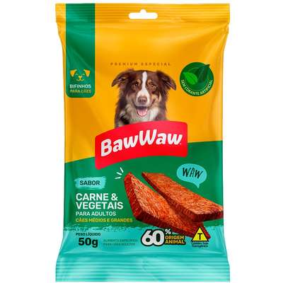 Bifinho Baw Waw para Cães Adultos Porte Grande Sabor Carne e Vegetais