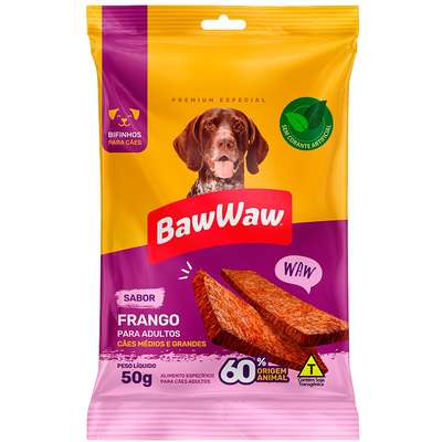 Bifinho Baw Waw para Cães Adultos Porte Grande Sabor Frango