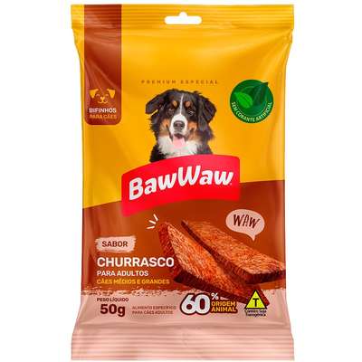 Bifinho Baw Waw para Cães Adultos Porte Grande Sabor Churrasco