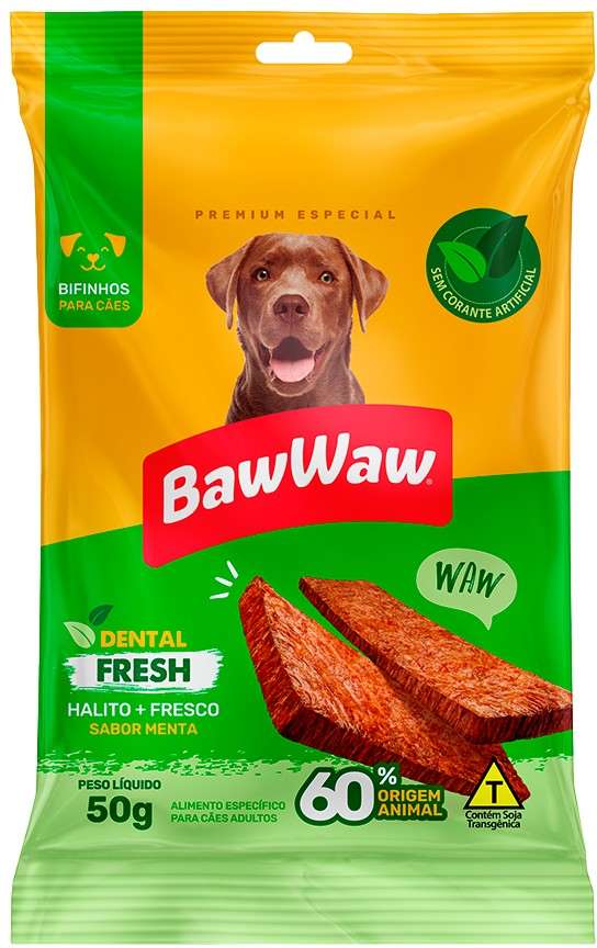 Bifinho Baw Waw para Cães Adultos Porte Grande Sabor Menta - 50 g