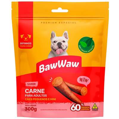 Bifinho Baw Waw para Cães Adultos Porte Pequeno Sabor Carne