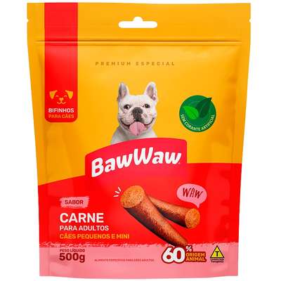 Bifinho Baw Waw para Cães Adultos Porte Pequeno Sabor Carne