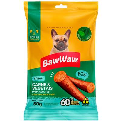 Bifinho Baw Waw para Cães Adultos Porte Pequeno Sabor Carne e Vegetais