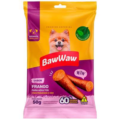 Bifinho Baw Waw para Cães Adultos Porte Pequeno Sabor Frango