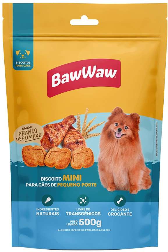 Biscoito Baw Waw para Cães Adultos Porte Pequeno e Mini - 500 g