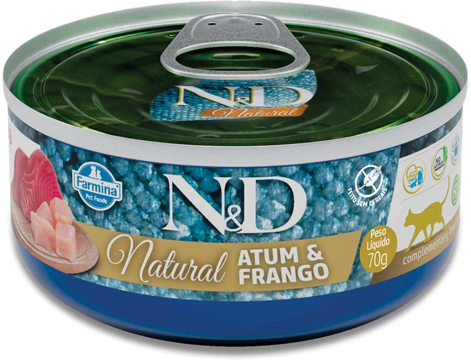 Ração Úmida Farmina N&D Natural Atum e Frango para Gatos Adultos - 70 g