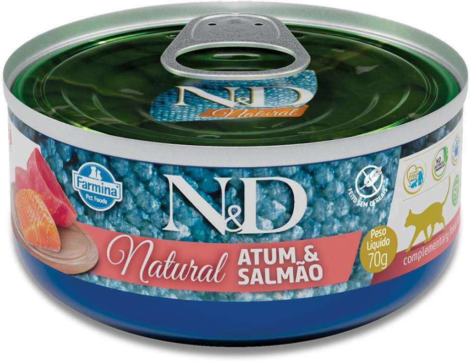 Ração Úmida Farmina N&D Natural Atum e Salmão para Gatos Adultos - 70 g