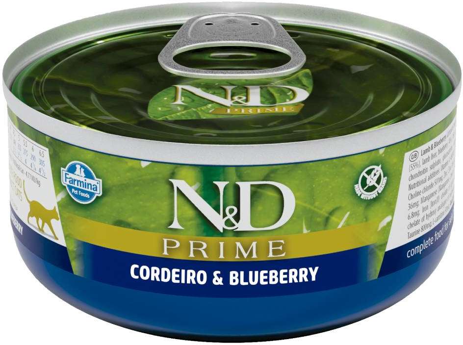 Ração Úmida Farmina N&D Prime Cordeiro & Blueberry para Gatos Adultos - 70 g