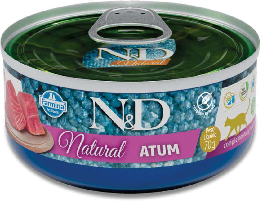 Ração Úmida Farmina N&D Natural Atum para Gatos Adultos - 70 g