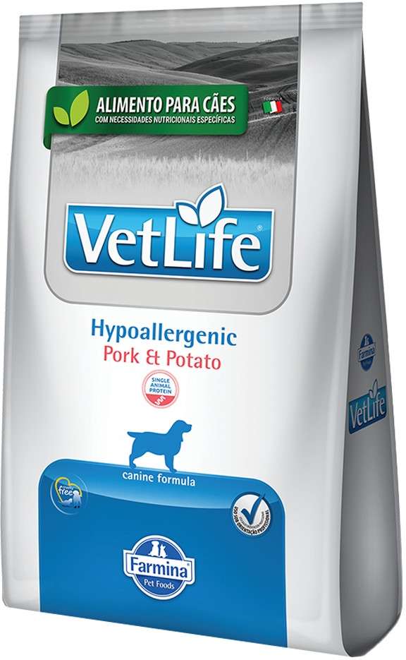 Ração Seca Farmina Vet Life Natural Hypoallergenic Pork e Potato para Cães Adultos - 10,1Kg