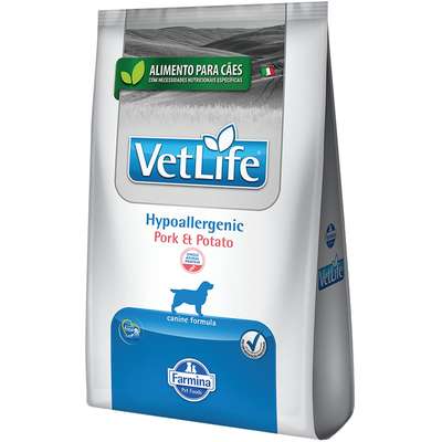 Ração Seca Farmina Vet Life Natural Hypoallergenic Pork e Potato para Cães Adultos