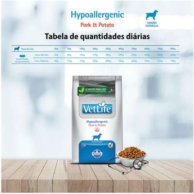 Ração Seca Farmina Vet Life Natural Hypoallergenic Pork e Potato