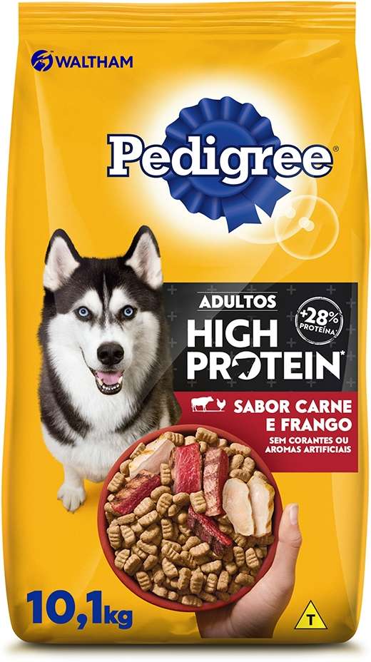Ração Seca Pedigree High Protein Carne e Frango para Cães Adultos - 10,1Kg