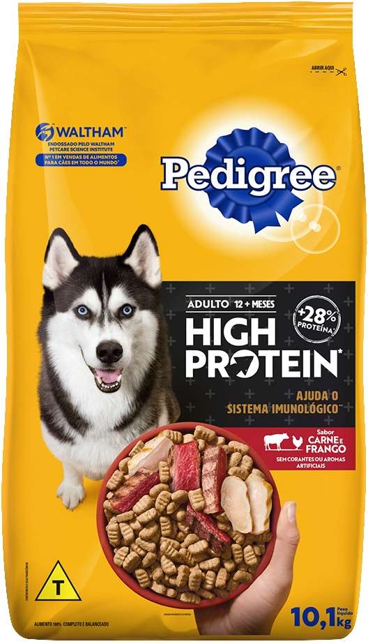 Ração Seca Pedigree High Protein Carne e Frango para Cães Adultos - 10,1Kg