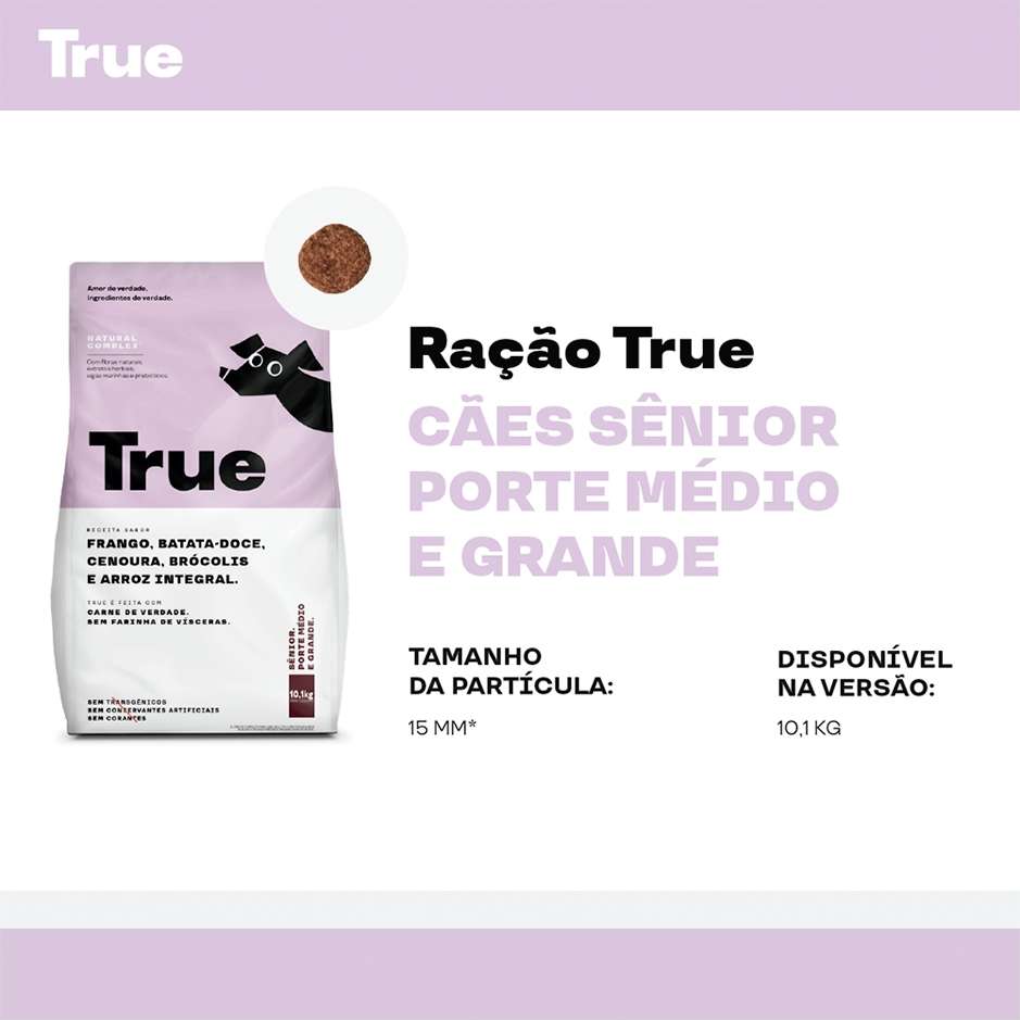 Ração Natural True para Cães Senior de Porte Médio e Grande - 10,1Kg