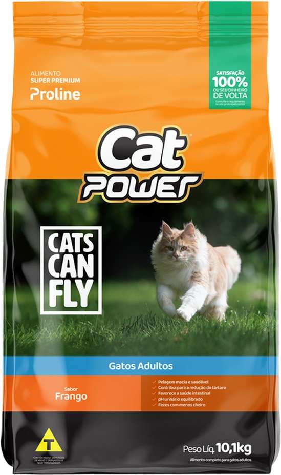 Ração Seca Cat Power Cats Can Fly Frango para Gatos Adultos - 10,1Kg