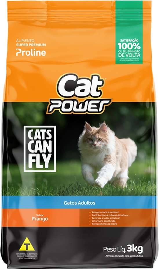 Ração Seca Cat Power Cats Can Fly Frango para Gatos Adultos - 3Kg
