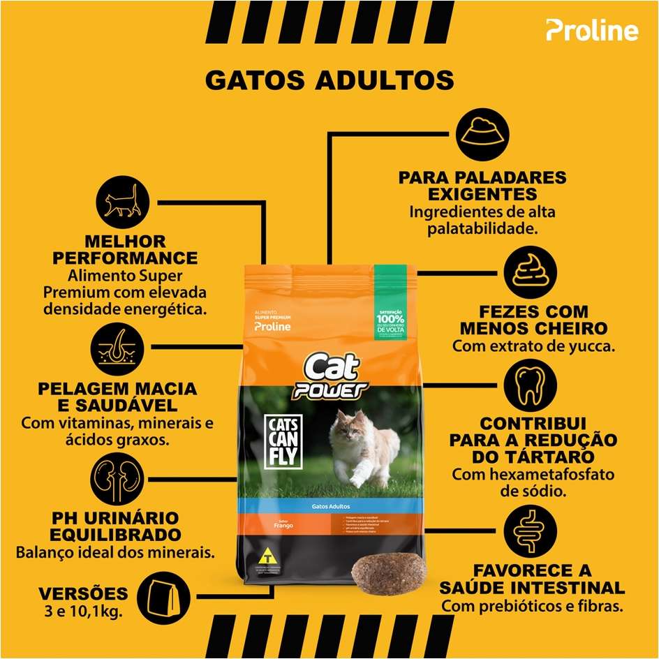 Ração Seca Cat Power Cats Can Fly Frango para Gatos Adultos - 10,1Kg