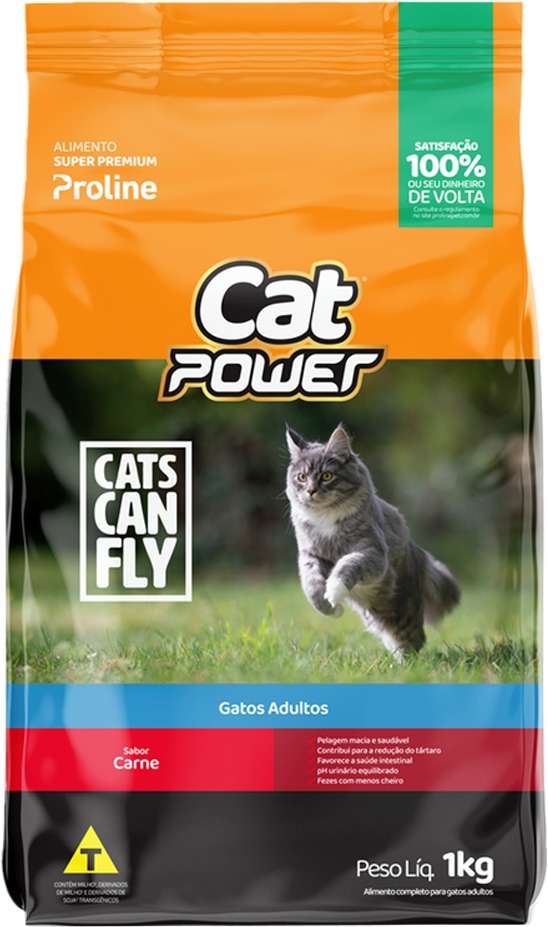 Ração Seca Cat Power Cats Can Fly Carne para Gatos Adultos - 1Kg