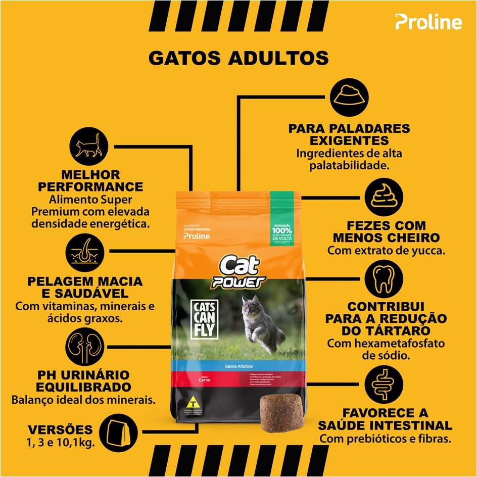 Ração Seca Cat Power Cats Can Fly Carne para Gatos Adultos - 1Kg