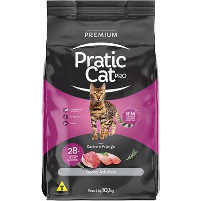 Ração Seca Pratic Cat Pro Carne e Frango para Gatos Adultos