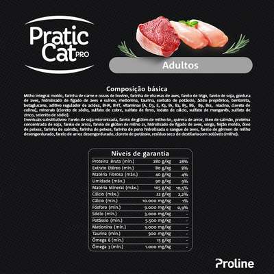 Ração Seca Pratic Cat Pro Carne e Frango para Gatos Adultos