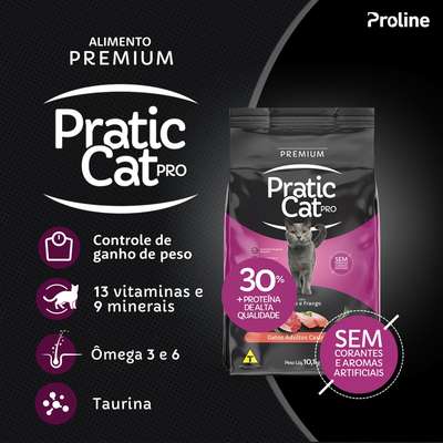 Ração Seca Pratic Cat Pro Carne e Frango para Gatos Adultos Cadastrados