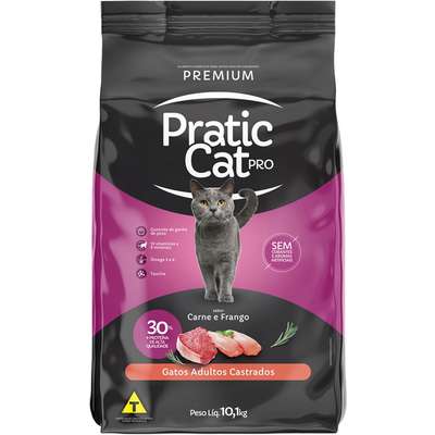 Ração Seca Pratic Cat Pro Carne e Frango para Gatos Adultos Cadastrados