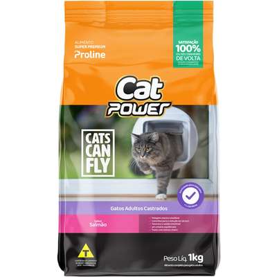 Ração Seca Cat Power Cats Can Fly Salmão para Gatos Castrados Adultos
