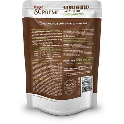Ração Úmida Quatree Supreme Cordeiro para Cães Adultos