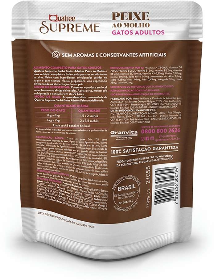 Ração Úmida Quatree Supreme Peixe para Gatos Adultos - 85 g