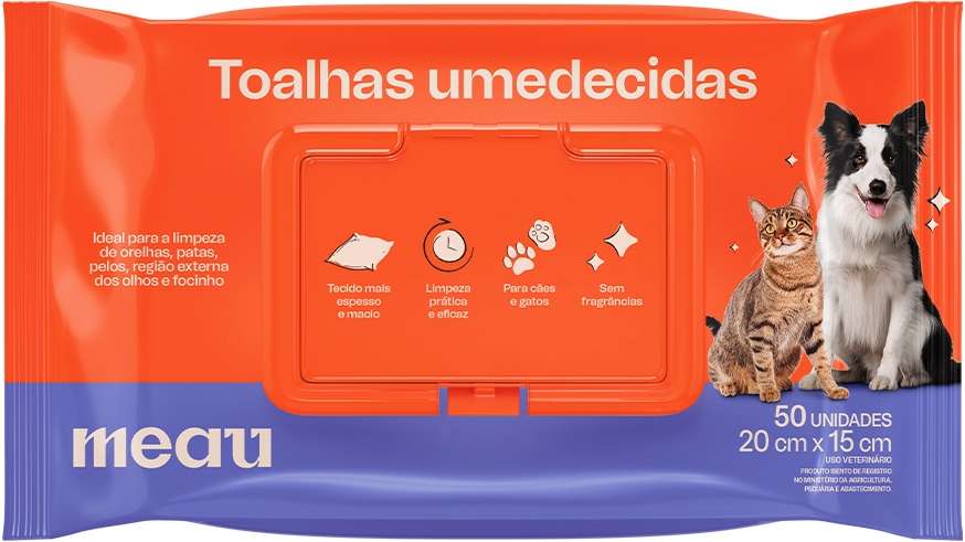 Toalhas Umedecidas Meau para Cães e Gatos - 1 Pacote