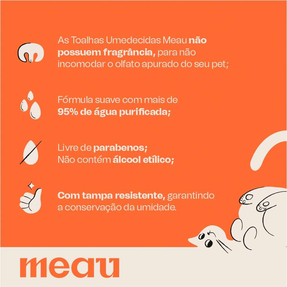 Toalhas Umedecidas Meau para Cães e Gatos - 1 Pacote