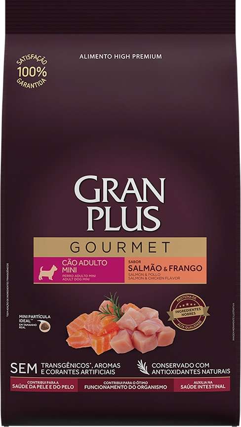 Ração Seca GranPlus Gourmet Salmão & Frango para Cães Adultos Raças Mini - 10,1Kg