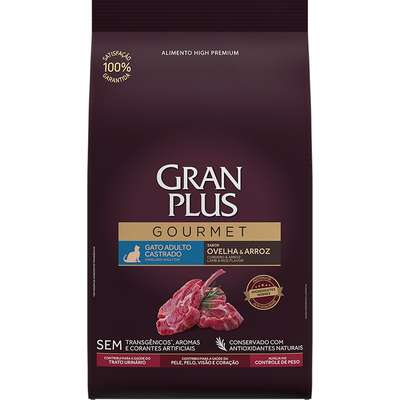 Ração Seca GranPlus Gourmet Ovelha & Arroz para Gatos Castrados