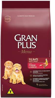 Ração GranPlus Menu Carne e Arroz para Cães Filhotes - 10,1Kg