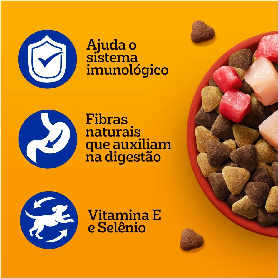 Ração Seca Pedigree Carne, Frango e Cereais para Cães Adultos Raças Médias e Grandes - 15Kg