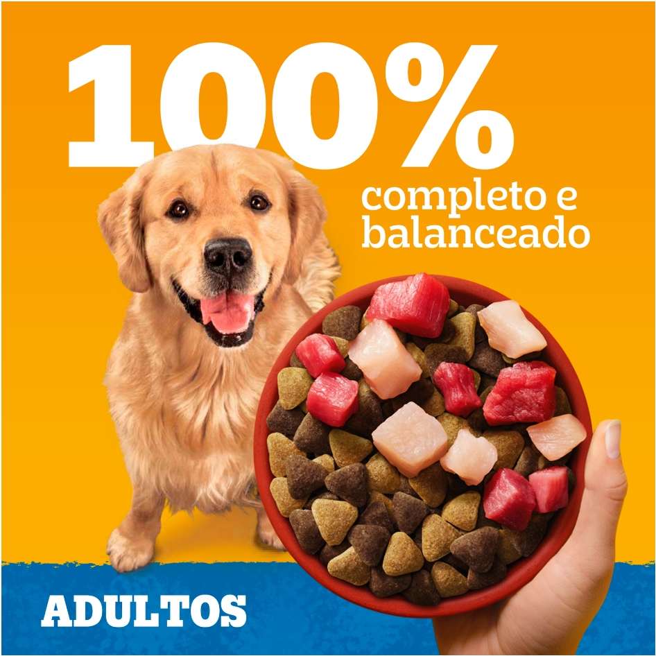 Ração Seca Pedigree Carne, Frango e Cereais para Cães Adultos Raças Médias e Grandes - 15Kg