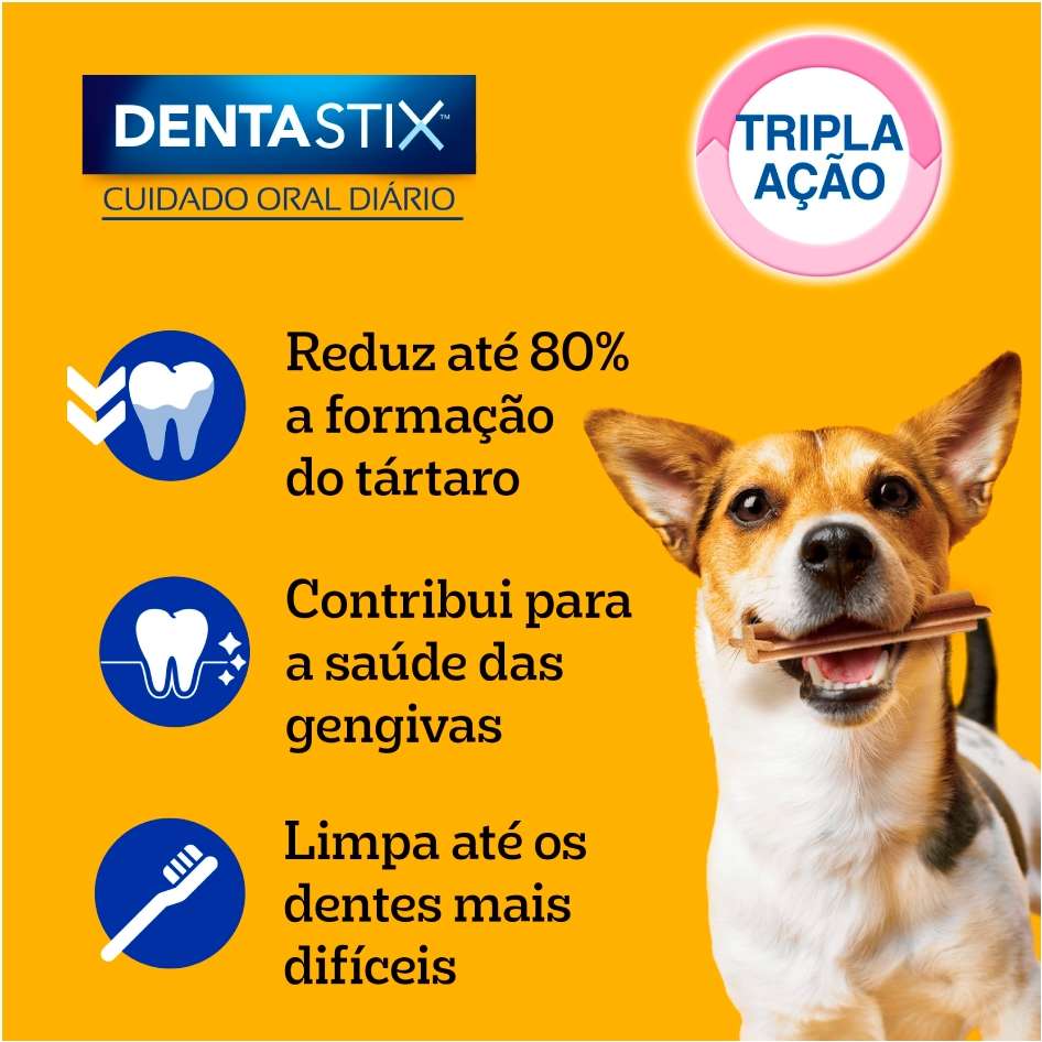 Petisco Pedigree Dentastix para Cães Adultos Porte Pequeno Sabor Carne - 7 Unidades