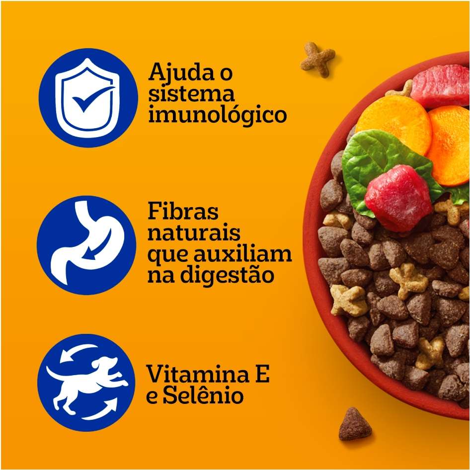 Ração Pedigree Carne e Vegetais Cães Adultos Raças Pequenas e Minis - 15Kg
