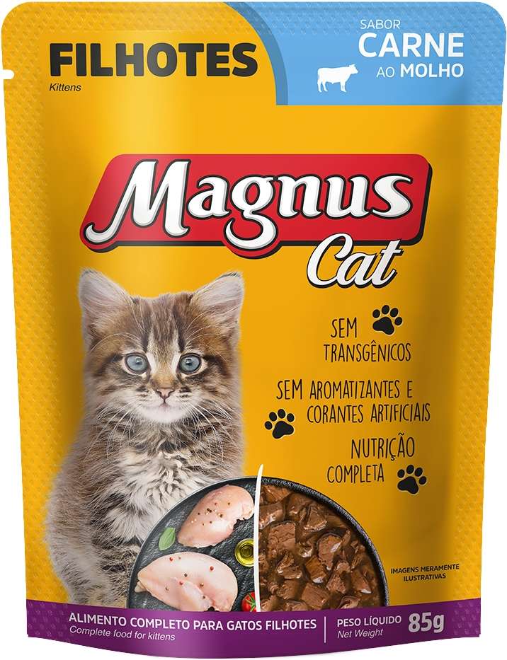 Ração Úmida Magnus Carne para Gatos Filhotes - 85 g - 54 Unidades