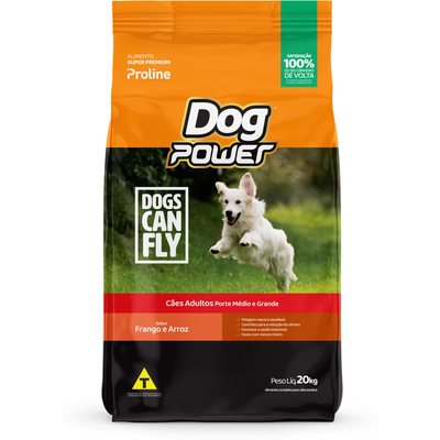 Ração Seca Dog Power Dogs Can Fly Frango e Arroz para Cães Adultos