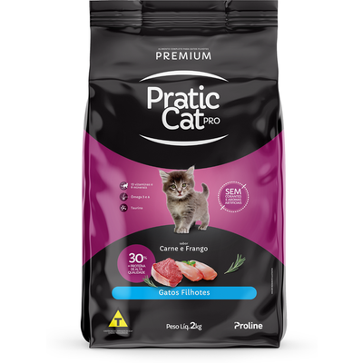 Ração Seca Pratic Cat Pro Carne e Frango para Gatos Filhotes
